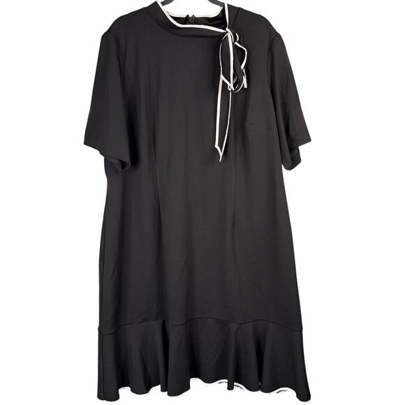 NWT ADRIANNA PAPELL 20W Plus Size Tie Neck Flounce Dress Soft Feminine Elegant - Picture 1 of 12